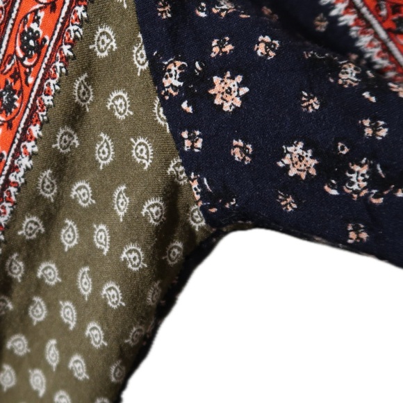 Suzanne Betro Boho Long Sleeve V- Neck Dress size 2X Mixed Pattern Fall Dress - Picture 4 of 7